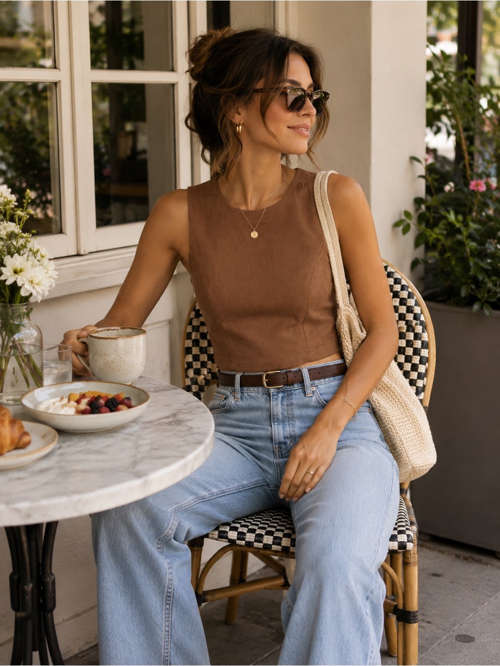 Pants Store Brown Sleeveless Tank Top